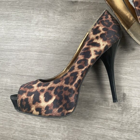 Steve Madden Womens Peep Toe Leopard Print High Heels Shoes Size 10M P-LIMAA - Picture 7 of 16